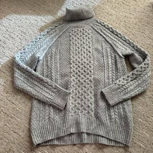 Vince Cable Knit Turtleneck Wool Blend Sweater in Gray